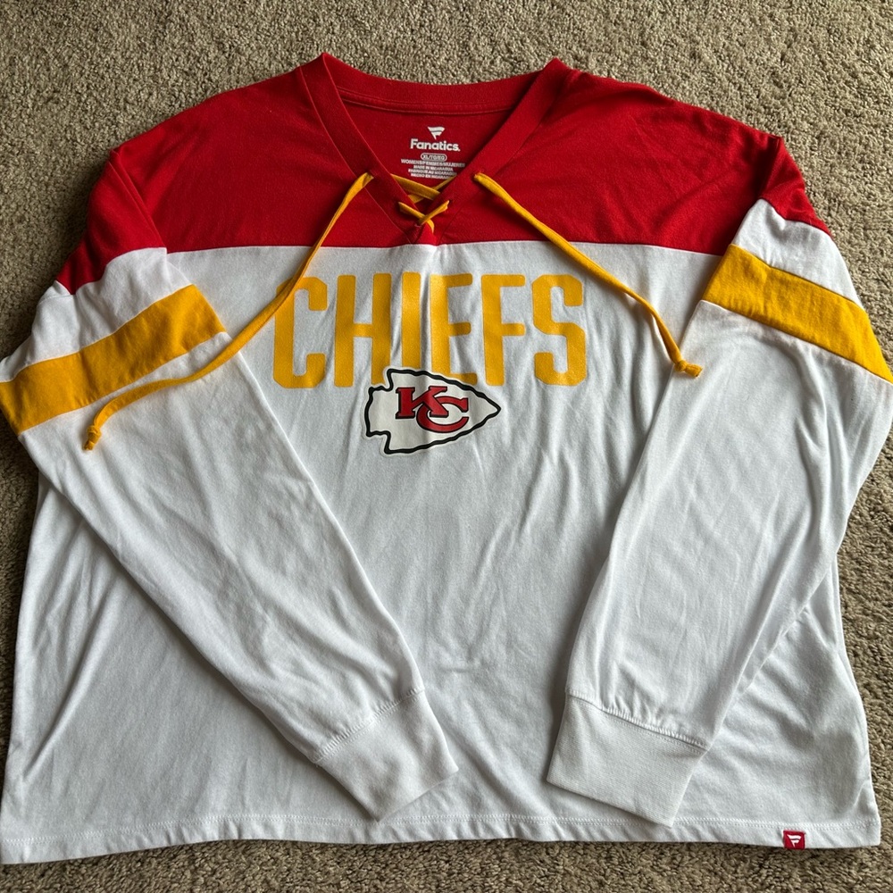 Fanatics Red and White KC Chiefs Long Sleeve Tee